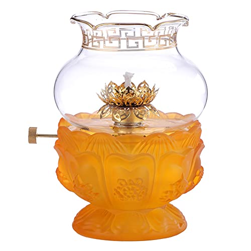 Moddeny Avant Bouddha Lampe Ghee Traditionnelle Lotus Classique Petite Lampe À Huile Style Ancien Exquis Artisanat Lampe À Huile Intérieur sans Fumée Petite Lampe À Kérosène Cover