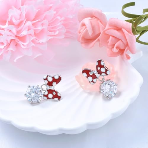 Sterling Silver CZ Mouse Earrings for Women Cute Minnie Mouse Stud Earrings Animal Earrings Fashion Princess Jewelry Gifts for Women Daughter Birthday3