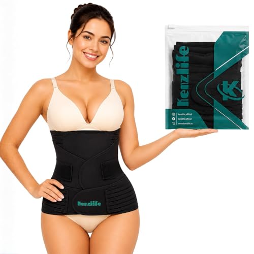 Image of Kenzlife 3 in 1 Post Pregnancy Belt for Women after Normal Delivery and C-Section Abdomen & Belly Wrap, Postpartum Recovery Belt for Belly, Waist & Pelvis Support | Free Size 30 inch-46 inch Inch (3 in 1 (Black))