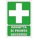 Gisinti Cartello Cassetta Pronto Soccorso PVC bianco 0,5 Preforato con Bioadesivo Cartello Cassetta Pronto Soccorso