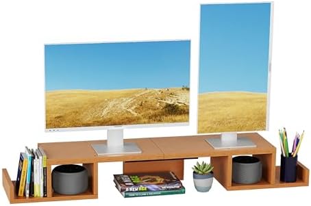 Amazon.com: Rfiver Dual Glass Monitor Stand Riser, 2 Pack Computer ...