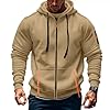 Sprifloral Mens Hoodies Sweatshirts Zip up Long Sleeve Hoody Jacket Zipper Fleece Hooded Top Khaki 3XL #1