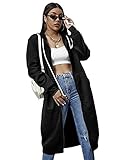SheIn Women's Solid Zip Up Tunic Long Hoodies Sweatshirt Jacket With Pocket Black Medium