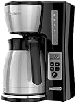 BLACK+DECKER 12 Cup Thermal Programmable Coffee Maker with Brew Strength and VORTEX Technology, Black/Steel, CM2046S