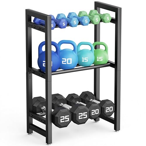 Dumbbell Rack 3-Tier 20 IN Length Adjustable Weight Rack For Home Gym Dumbbells Kettlebell (Rack...