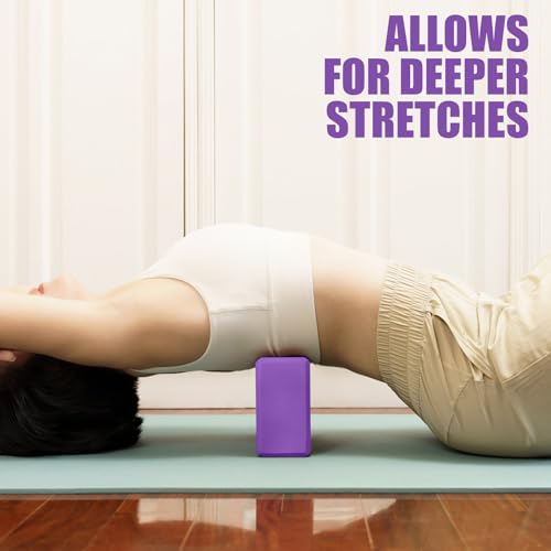 Image of Septo 2 Pcs Yoga Blocks, 9x6x3 Inch Foam Blocks for Pilates | High density EVA foam Yoga Props lightweight non-slip surface for meditation stretching balance training