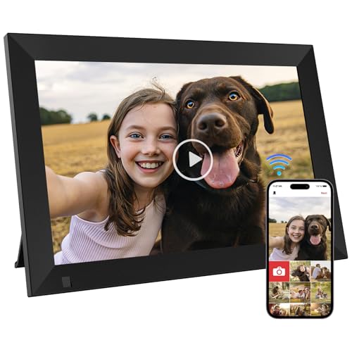10,1 Zoll Digitaler Bilderrahmen WiFi mit 32G internem Speicher Smart elektronischer Bilderrahmen, 1280x800 IPS Touchscreen Bewegungssensor, Fotos/Videos über die App teilen, Gute Geschenkwahl
