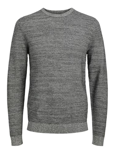 JACK&JONES PLUS Men's Jjotto Knit Crew Neck Pls Jumper, Black/Detail:Twisted, 3XL