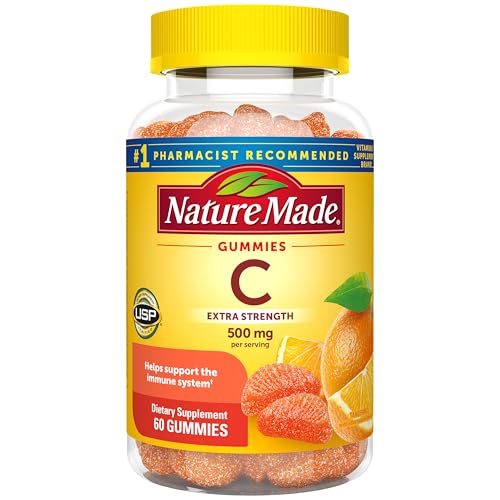 Nature Made Extra Strength Dosage Vitamin C 500 mg per serving, Dietary Supplement for Immune Support, 60 Gummies, 30 Day Supply