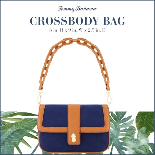 Image of Tommy Bahama Women's Crossbody Bag Purse, Flap Shoulder Handbag with Adjustable Strap and Leather Trim