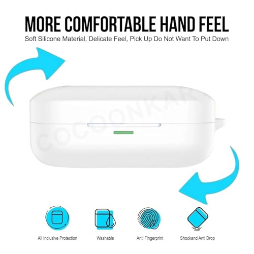 Image of Soft Silicone Case Cover for Realme Buds Air 7 | 7 Pro (Lanyard, White)