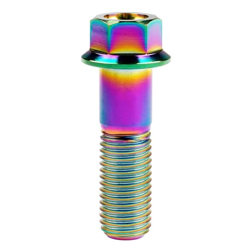 Image of Titanium Bolt M12 30 35 40 45 50 55 60 65 70 75 80 85 90mm Hex Small Flange Head for Motorcycle Car Modification Pack of 4 (M12x40mm Pitch 1.5, Multicolored)