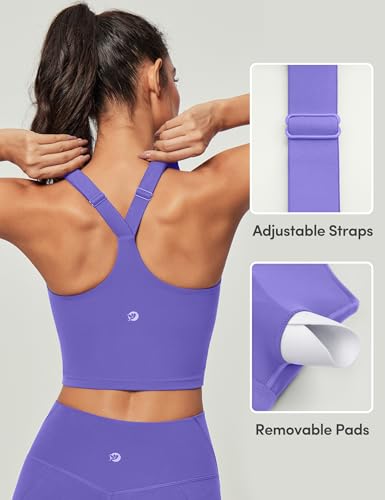Image of IUGA Buttery Adjustable Workout Tank Tops Woman with Built in Bra Y Back Longline Sports Bra Athletic V-Neck Crop Tops