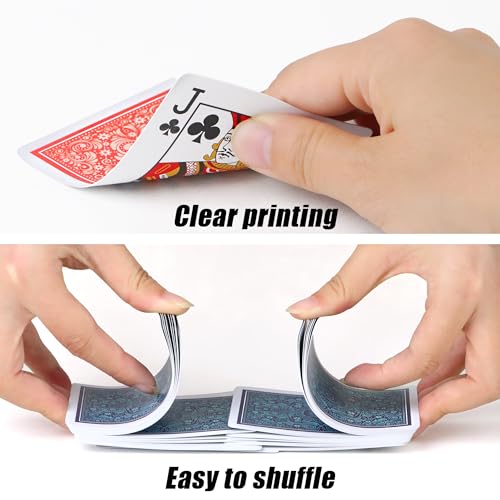Aomaic 2 Stück Pokerkarten Plastik Kartenspiel wasserdichte Spielkarten Plastik Standard Spielkarten Kunststoff Pokerkarten für Erwachsene Familien Kartenspiele Party Strand Reise – Bild 7
