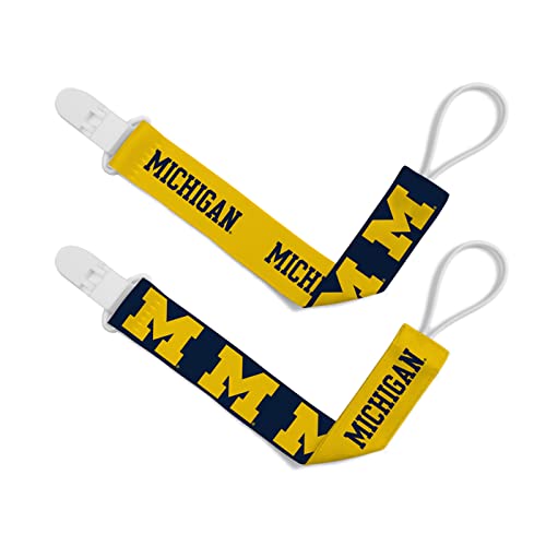 Image of BabyFanatic Officially Licensed Unisex Pacifier Clip 2-Pack - NCAA Michigan Wolverines - Officially Licensed Baby Apparel