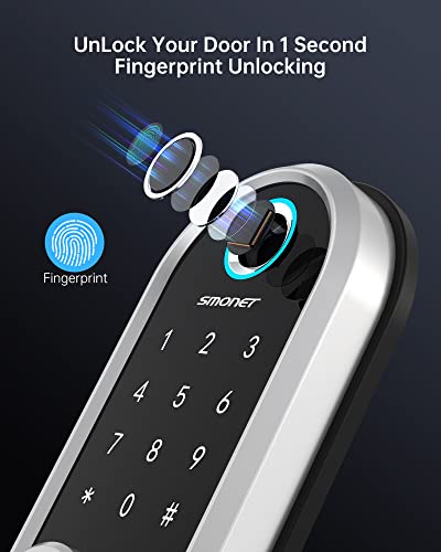 Smart Lock, Smonet Keyless Entry Door Lock Fingerprint Door Lock With Keypads, Smart Lock Deadbolt With Ic Card, Touchscreen Keypad, Auto Lock, Remote Share, App Control For Home, Apartment(2 Keys) #TOP1