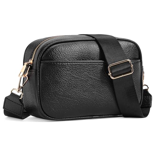 GAEKEAO Small Crossbody Bags for Women Vegan Leather Wide Strap Trendy Design Camera Bag Purse Shoulder Handbag Travel