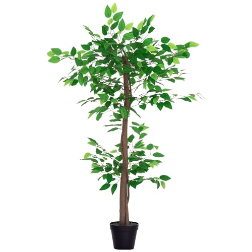 Outsunny Planta Artificial de Té 120 cm Árbol Artificial en Maceta Decorativa para Interior Hogar Salón Oficina Ø16x120 cm Verde