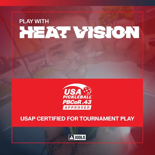 Image of JOOLA Agassi Heat Vision 16mm Pickleball Paddle - New Shape w /Extended Sweet Spot - Textured Carbon Fiber Surface for Spin - SK Film for Less Vibration - USAP Approved - NFC Chip Enabled