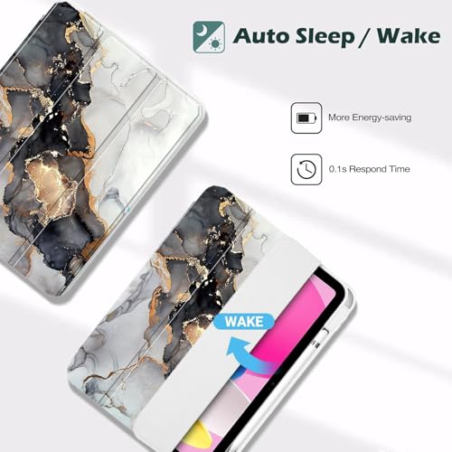 Image of MOCA Case for iPad A16 11th Gen 11 Inch 2025 & iPad 10th Gen 10.9 Inch 2022, Clear Back Cover, TPU Shockproof Frame, Auto Wake Sleep, Slim Transparent Protective Tablet Case (Cloudy Marble)