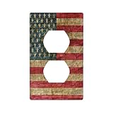 Moslion USA Flag Outlet Covers American Flag Stars Lines Red Blue Stripes Retro 1-Gang Wall Plate Duplex Standard Receptacle Plug Cover Bedroom Bathroom