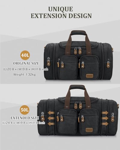 Image of Gonex Duffle Bag for Travel, Expandable 60L Overnight Weekender Gym Bag