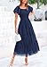 PRETTYGARDEN Women's Smocked Midi Tulle Dress 2026 Summer Puffy Short Sleeve Square Neck Ruffle Wedding Guest Party Dresses (Navy,Small)
