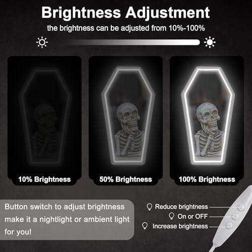 Image of Coffin Neon Sign Shaped Mirror LED Neon Sign, Gothic Bedroom Decor Neon Wall Light, Coffin Mirror Neon Wall Decor for Bedroom Vanity Salon Studio Aesthetic Room Decor 17″ x 9.44″