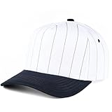 Funky Junque Blank Two Tone Snapback Trucker Hat, Vintage Canvas Adjustable Baseball Cap for Men & Women - Pinstripe - Navy/White