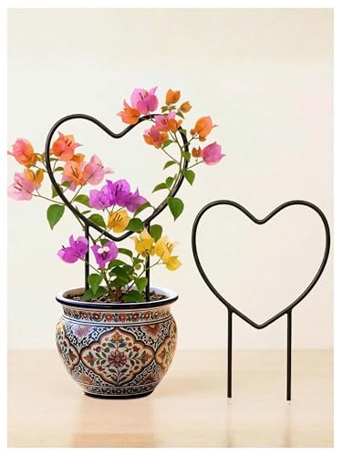 Image of Bombay Greens Heart Metal Trellis Climbers Support for Plants | Iron Garden Money Plant Climbers & Plant Support Stick | Rust Resistant Plant Support Ring for Indoor & Outdoor Garden Pots - Pack of 2