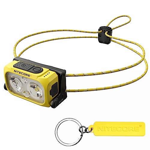 Nitecore NU21 360 Lumen Ultra Lightweight Outdoor Headlamp Dual Beam USB-C Rechargeable Headlight Tag, Red,white,yellow