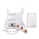 Alnicov 3-Ply SSH Prewired Loaded Pickguard Scratch Plate Single Coil Alnico 5 and Humbucker Magnet Pickups Assembly Set for ST Strat Electric Guitar(White Pearl)