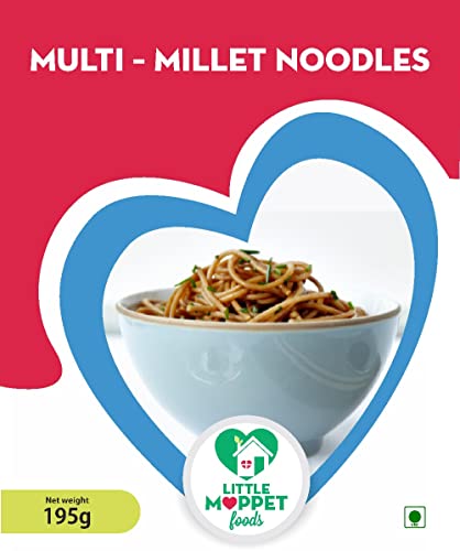Little Moppet Foods Multimillet Noodles | No Maida, MSG, Preservative, Additives, Refined Oil | Sun Dried | Made with 5 Millet Supergrains |Vegetarian| Includes Tastemaker | Quantity - 195g