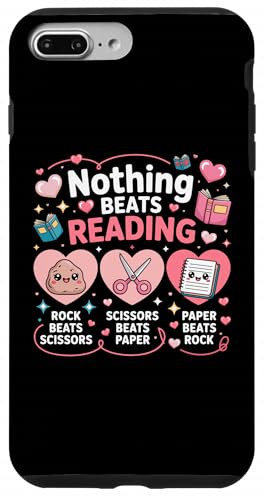Nothing Beats Readingロックペーパーはさみ 面白い本好き スマホケース iPhone 7 Plus/8 Plus 用