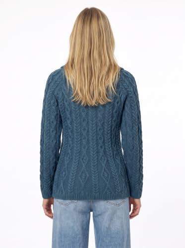 Image of Aran Woollen Mills Ladies Flared Cardigan with Diamond Stitch Pattern - 100% Supersoft Merino Wool - Made in Ireland