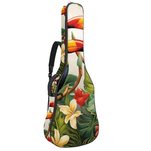 Sac pour guitare toucan multicolore avec couche protectrice et plusieurs poches de rangement
