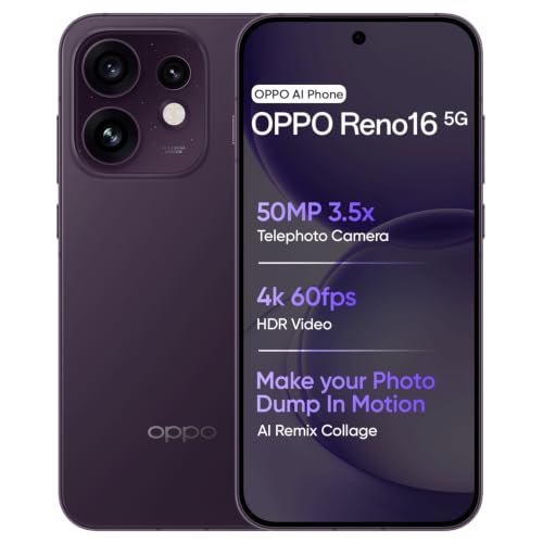 Image of OPPO Reno16 5G Smartphone 8+256GB Violet with No Cost EMI