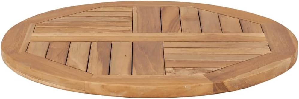 Solid Teak Wood Round Table Top 23.6 Inch Diameter 1 Inch Thick, Durable Water-Resistant Outdoor Patio Dining Replacement Top for Restaurant Cafe Garden Furniture