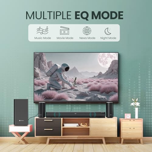 Image of Portronics CineArc 200W Bluetooth Soundbar with Wired Subwoofer for Deep Bass, 5.1 Channel Home Theatre, HD Sound,Multiple EQ Modes, BT 5.4V,HDMI, Optical, AUX, Sleek Remote Control(Black)