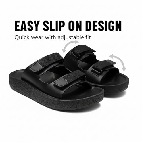 Image of BRUTON Men's Lightweight PU Sandals | Adjustable Double Strap Comfortable Casual Sandals for Outdoor & Daily Use