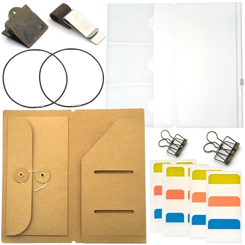 Kit de accesorios 7 en 1 para cuaderno de viajeros con soporte de cuero TN