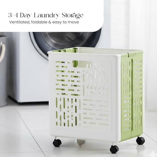 Panier à linge pliable gain de place avec roulettes intégrées 44L - 3
