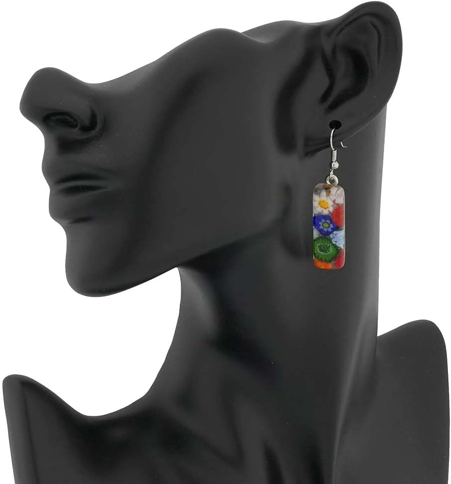 Glass Of Venice Murano Glass Millefiori Rectangular Earrings - Multicolor