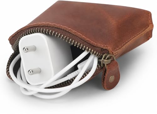 Image of Premium Full Grain Leather Playing Card Case, Zippered Playing Card Holder for Poker Bridge Cards, Durable Leather Card Deck Storage Organizer Travel Card Carrying Pouch Multi Purpose Wallet