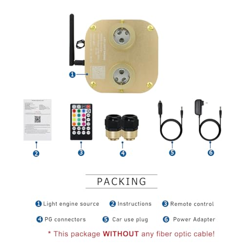 Image of AKEPO 20W Dual-Head Twinkle Fiber Optic Light Box, APP Control Twinkle Light Engine Music Activated with 28-Key Remote for Headliner Starlight kit