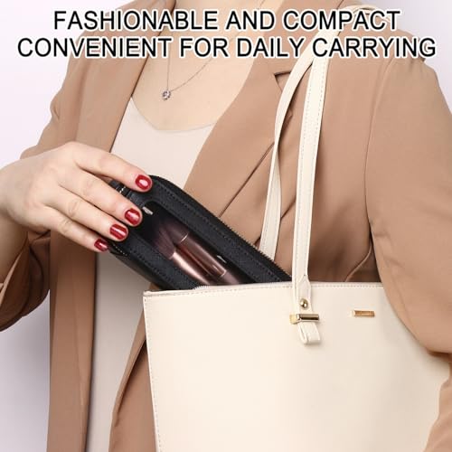 Pinkmik Beauty Case Trasparente Da Viaggio Con Borsa Per Pennelli, Borsa Per Cosmetici Portatile, Borsa Da Toilette Trasparente, Organizer Per Cosmetici Da Donna (Nero, L + Sottile) - 2