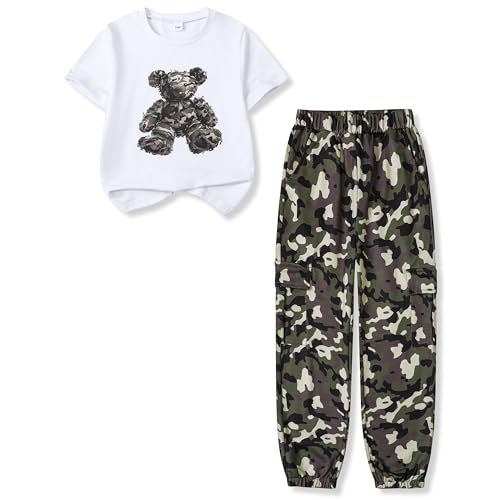 Image of Tween Girl Clothes 2 Piece Outfit Summer Short Sleeve Top + Jogger Pants Spring Fall Clothing Set Size 4-14 Years