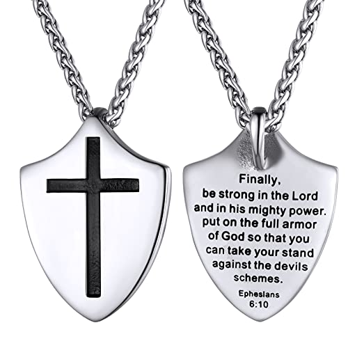 Supcare Shield Armor Of God Necklace Cross Faith Shield Pendant Amulet For Man Stainless Steel Confirmation Gifts #TOP6
