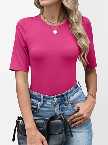 Image of ANRABESS Womens Half Sleeve Tops Crewneck Shirts Basic Fit Work Tee