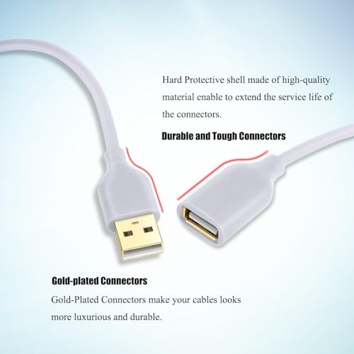 Image of USB 2.0 Male A to Female A Extension Cable 1.5 Meter, Super Speed 5Gbps for Printer, PC, External Hard Drive, LED /LCD TV USB Ports, White